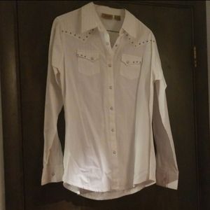 White Wrangler Western Shirt Sz M